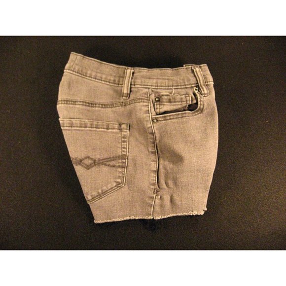 MUDD Juniors JEANS SHORTS Sz 0 FLX STRETCH W 21 Cut Off Daisy Dukes Gray Denim - Picture 3 of 10